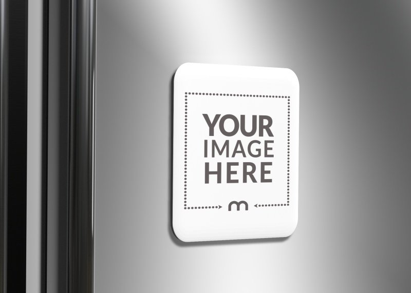 magnet on fridge door psd mockup generator